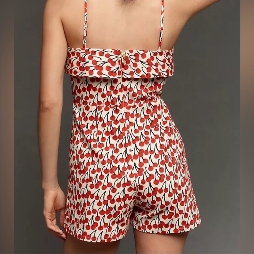 Corey Lynn Calter Cherry Patterned Strapless Romp… - image 2